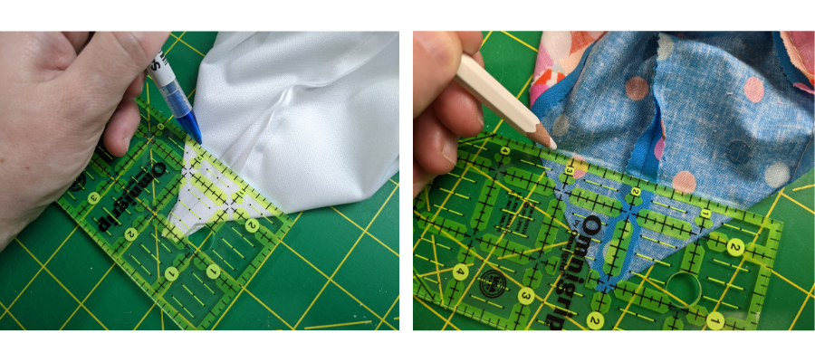 Fold the corners of your drawstring bag